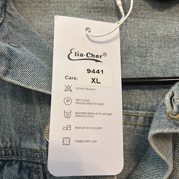 Justalwart Women's Oversized Vintage Denim Jacket Long Sleeve Boyfriend Coat- XL - Picture 3 of 3